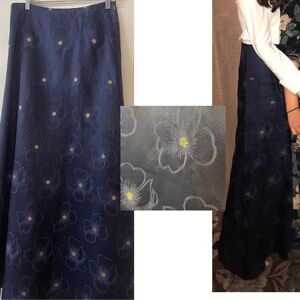 Custom Navy Wedding Skirt with gold flower detail